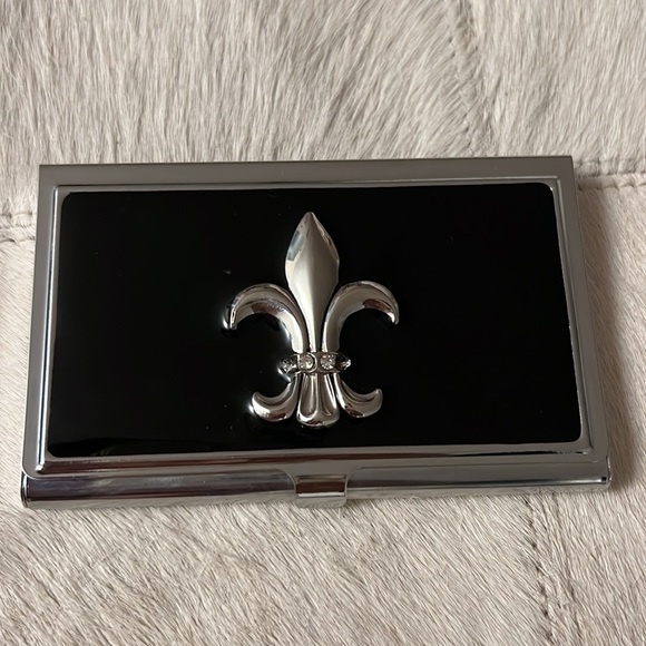Vintage Card Holder- Steel Fleur de Lys - Picture 1 of 4
